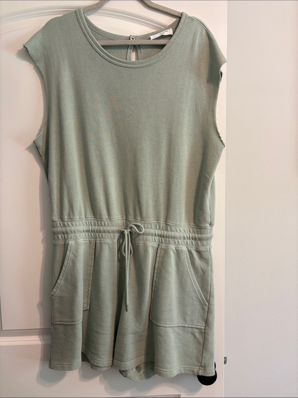 Double Zero Sage Green Sleeveless Drawstring Romper